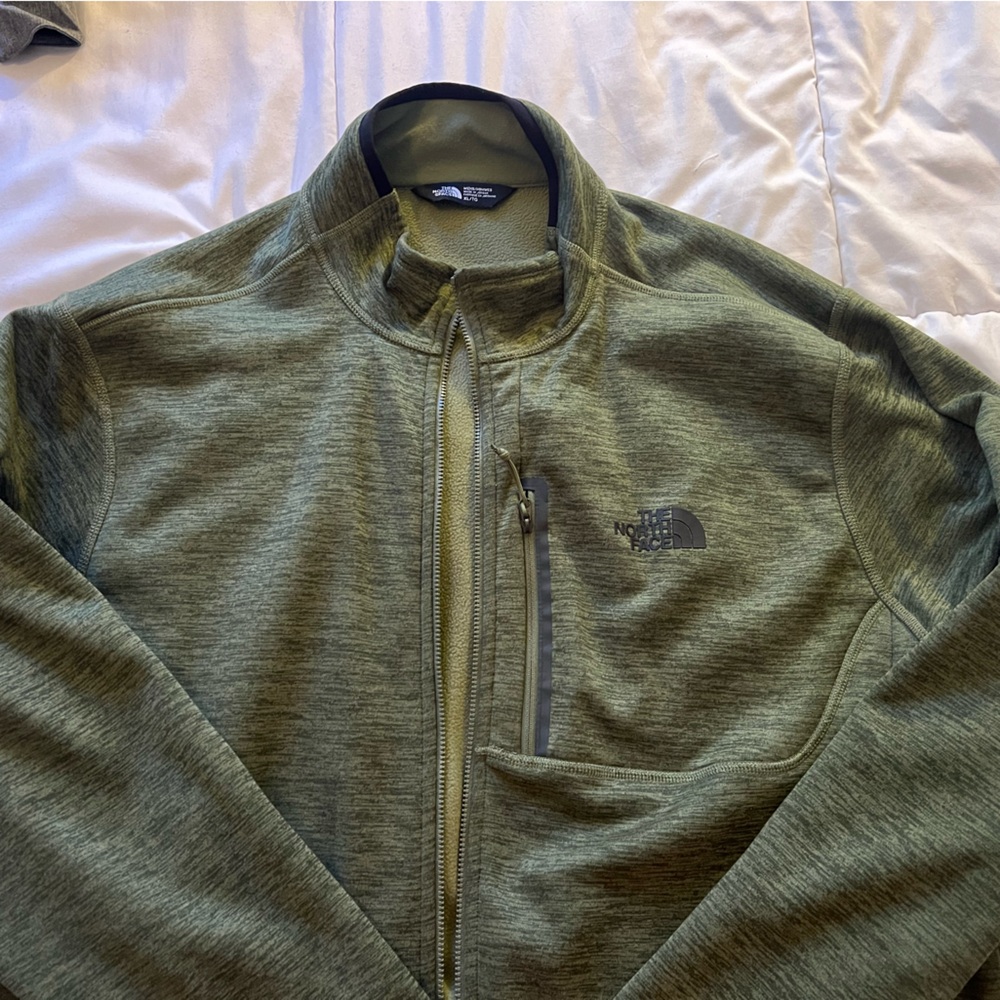Green The North Face fleece jacket
